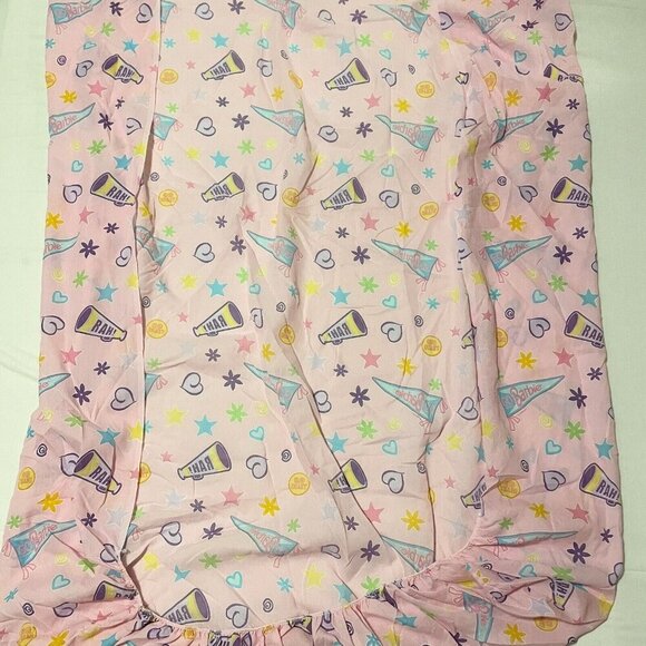 Vintage 1998 Barbie Cheerleader Go Team Cheer Full Fitted Sheet - Picture 8 of 15